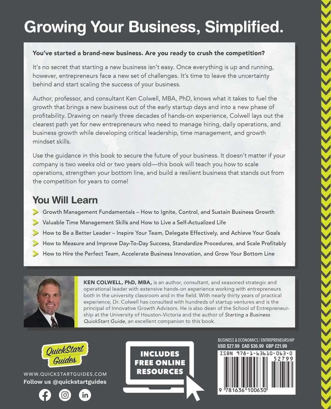 Rückseite: 9781636100630 | Running &amp; Growing a Business QuickStart Guide | Ken Colwell Mba | Buch