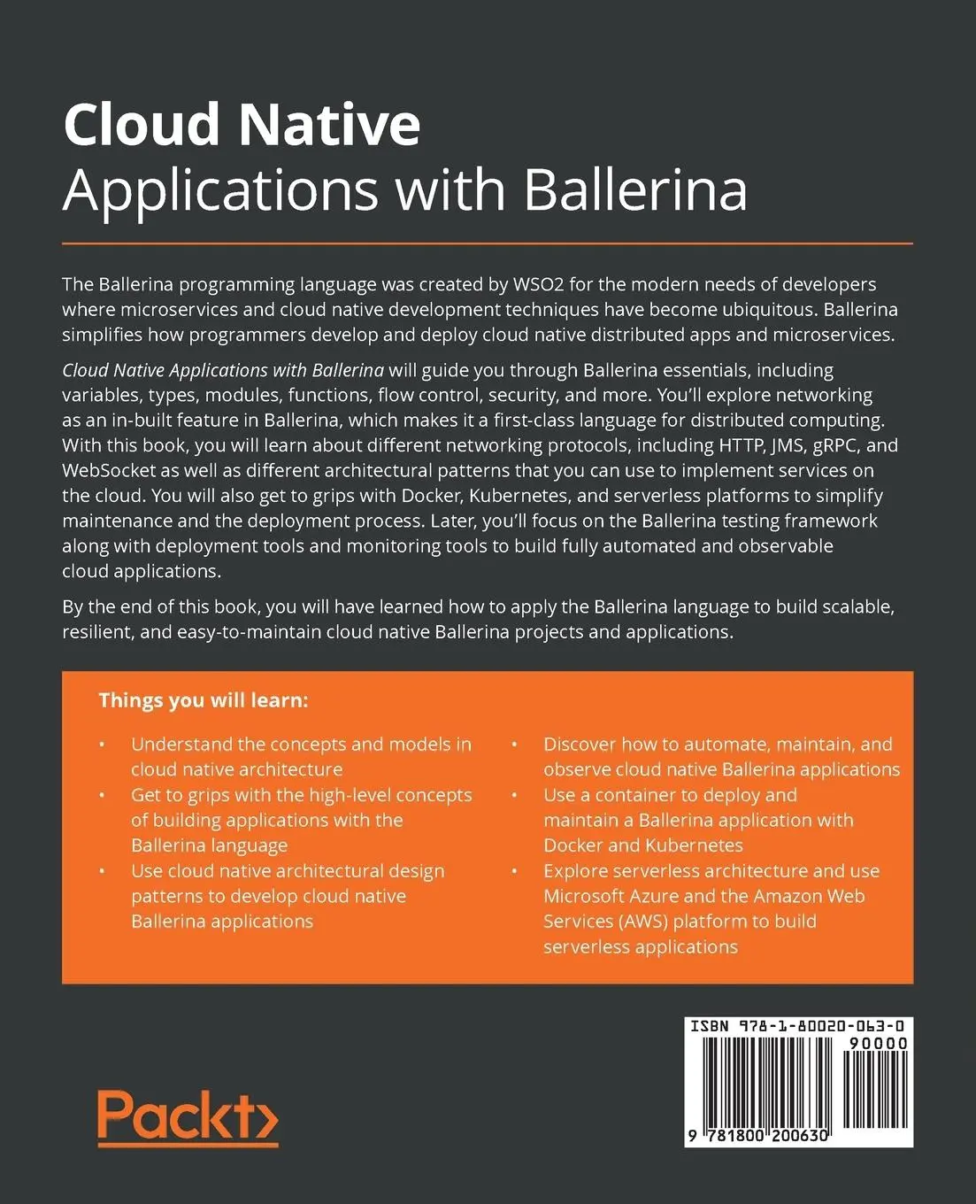 Rückseite: 9781800200630 | Cloud Native Applications with Ballerina | Dhanushka Madushan | Buch