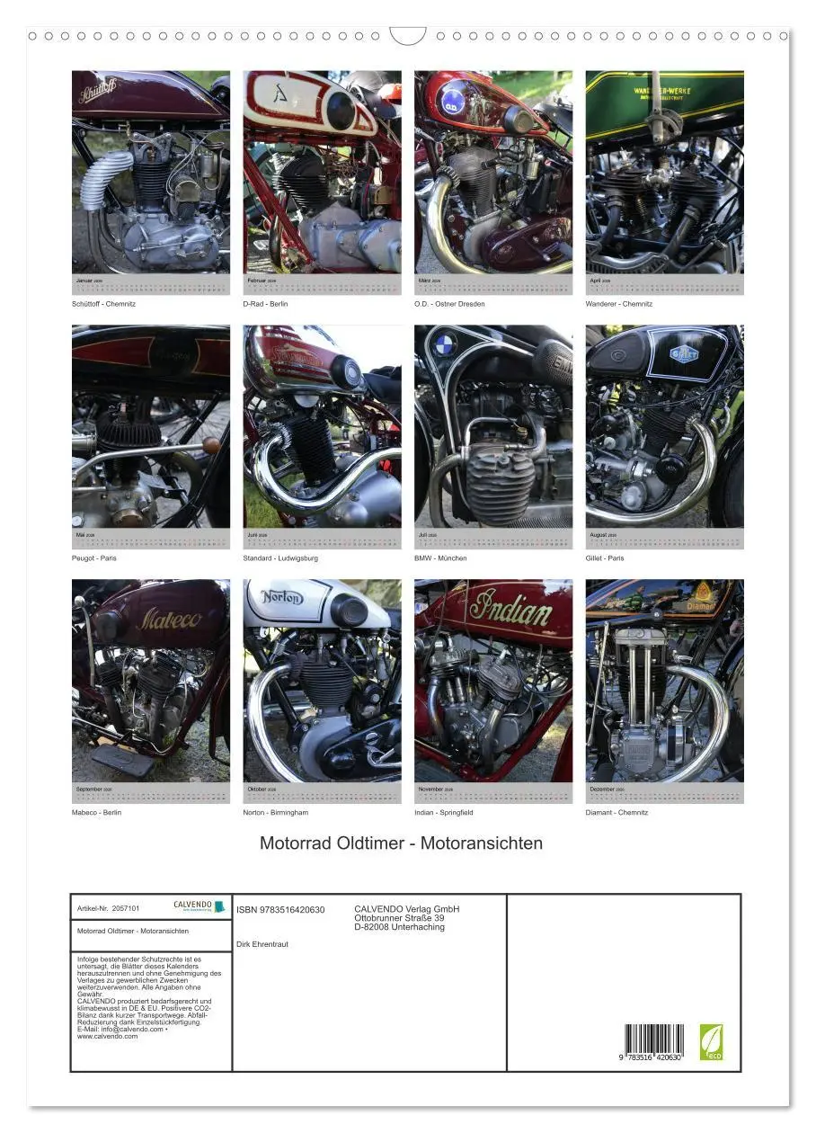 Bild: 9783516420630 | Motorrad Oldtimer - Motoransichten (Wandkalender 2026 DIN A2 hoch),...