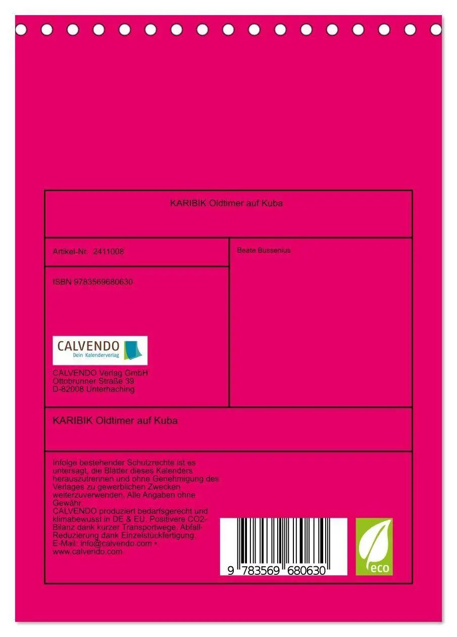 Bild: 9783569680630 | KARIBIK Oldtimer auf Kuba (Tischkalender 2027 DIN A5 hoch),...