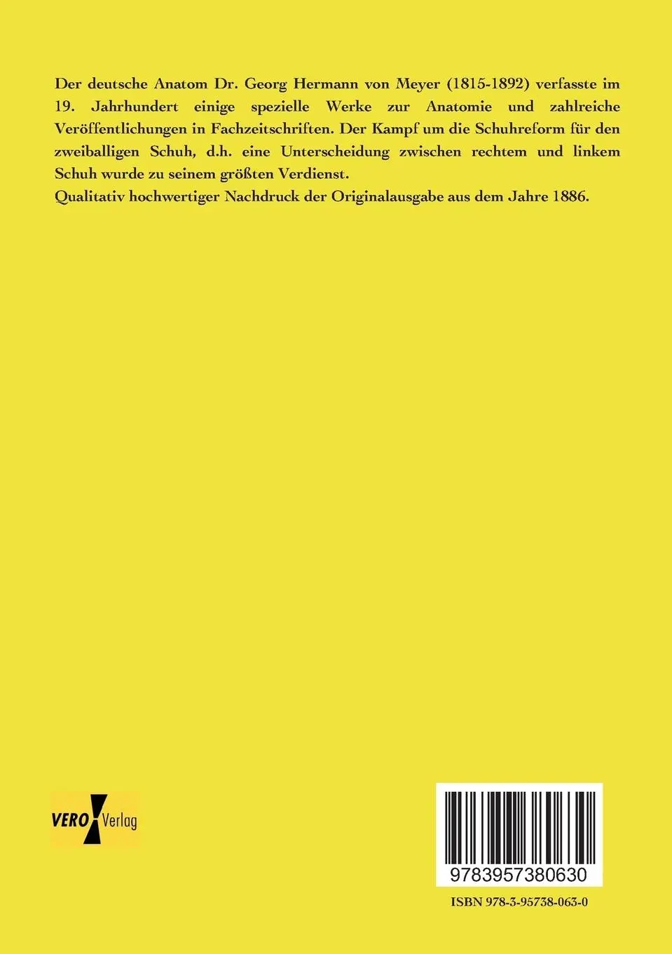 Rückseite: 9783957380630 | Statik und Mechanik des menschlichen Fußes | Georg Hermann Von Meyer