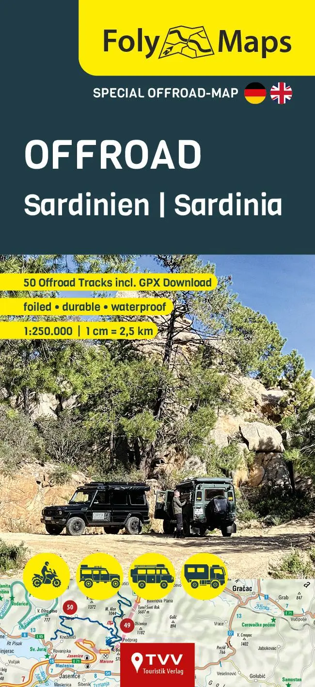 Cover: 9783965990630 | FolyMaps OFFROAD Sardinien 1:250 000 | GmbH | (Land-)Karte | Deutsch