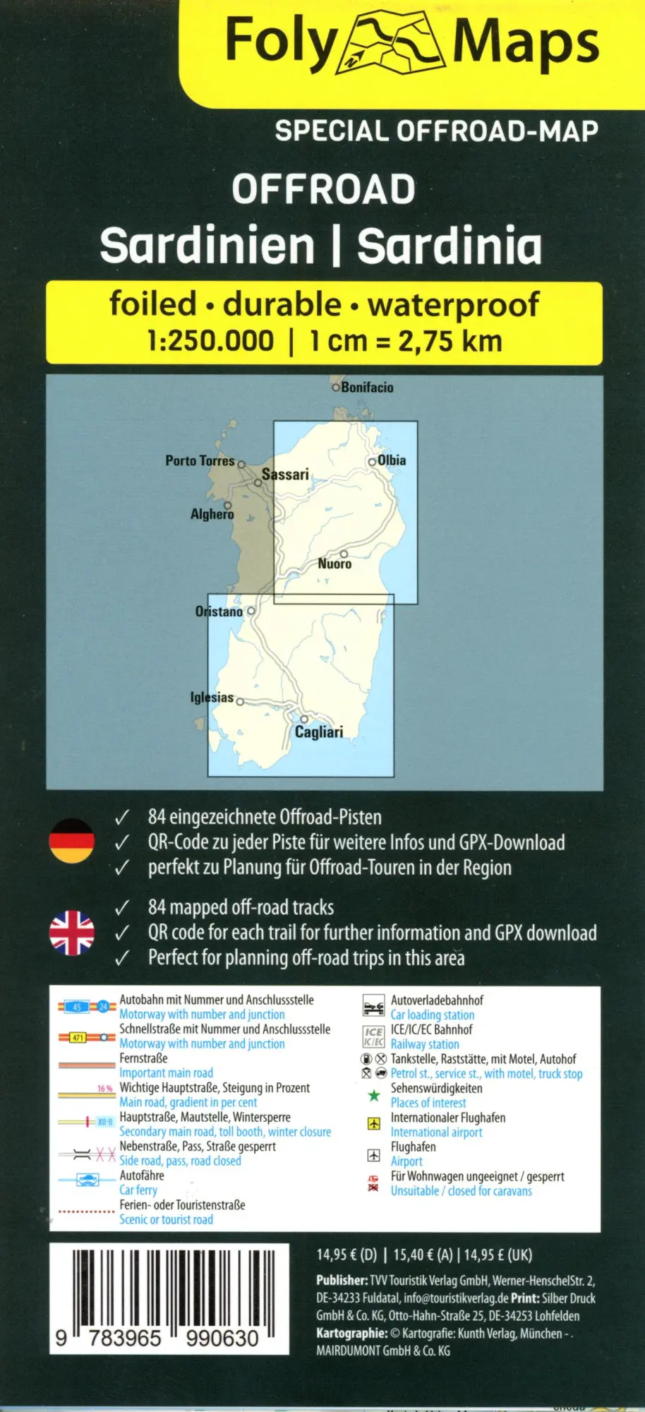 Bild: 9783965990630 | FolyMaps OFFROAD Sardinien 1:250 000 | GmbH | (Land-)Karte | Deutsch