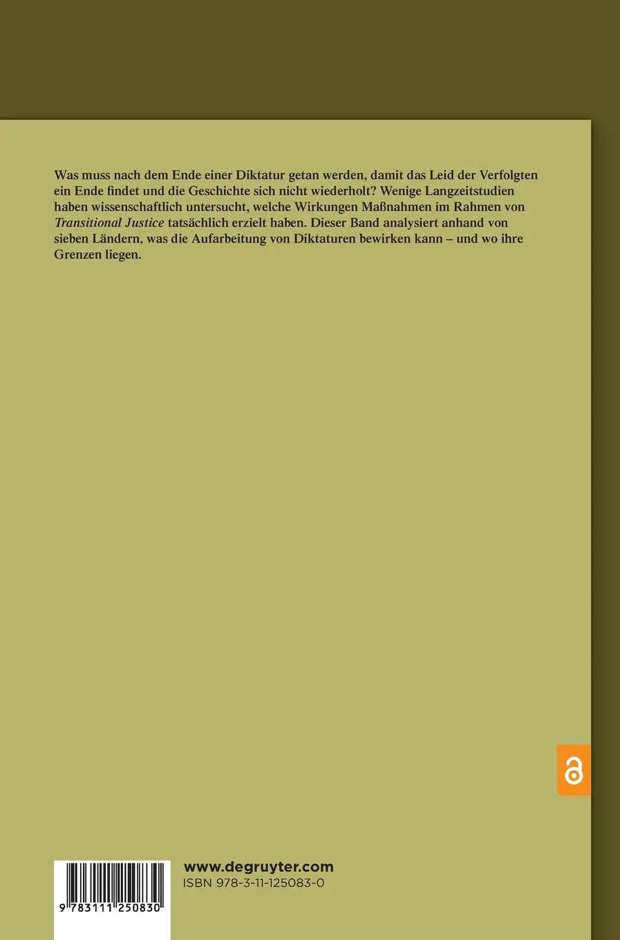 Rückseite: 9783111250830 | Nach der Diktatur | Die Aufarbeitung von Gewaltherrschaften | Buch
