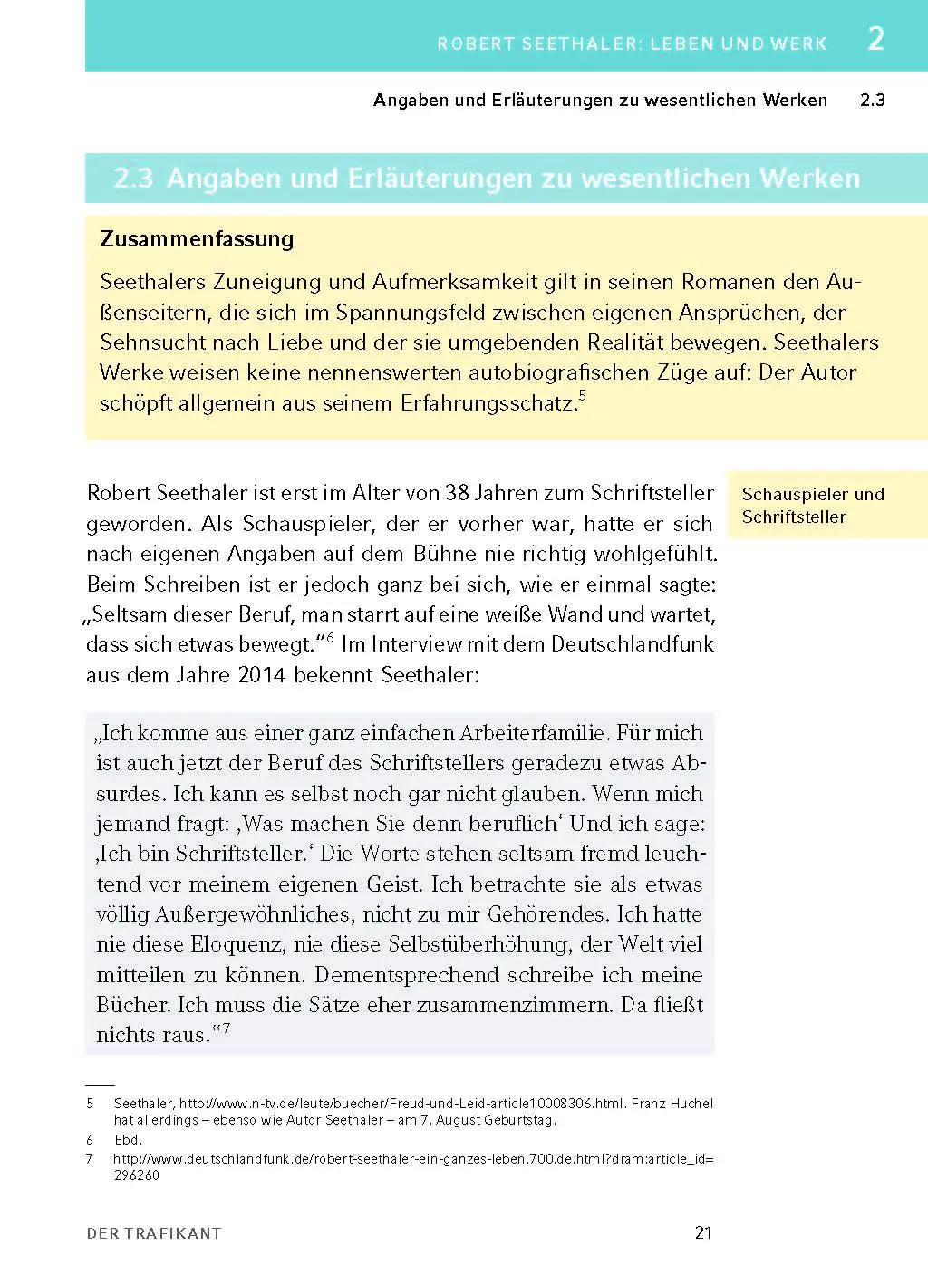 Bild: 9783804420830 | Der Trafikant - Textanalyse und Interpretation | Robert Seethaler
