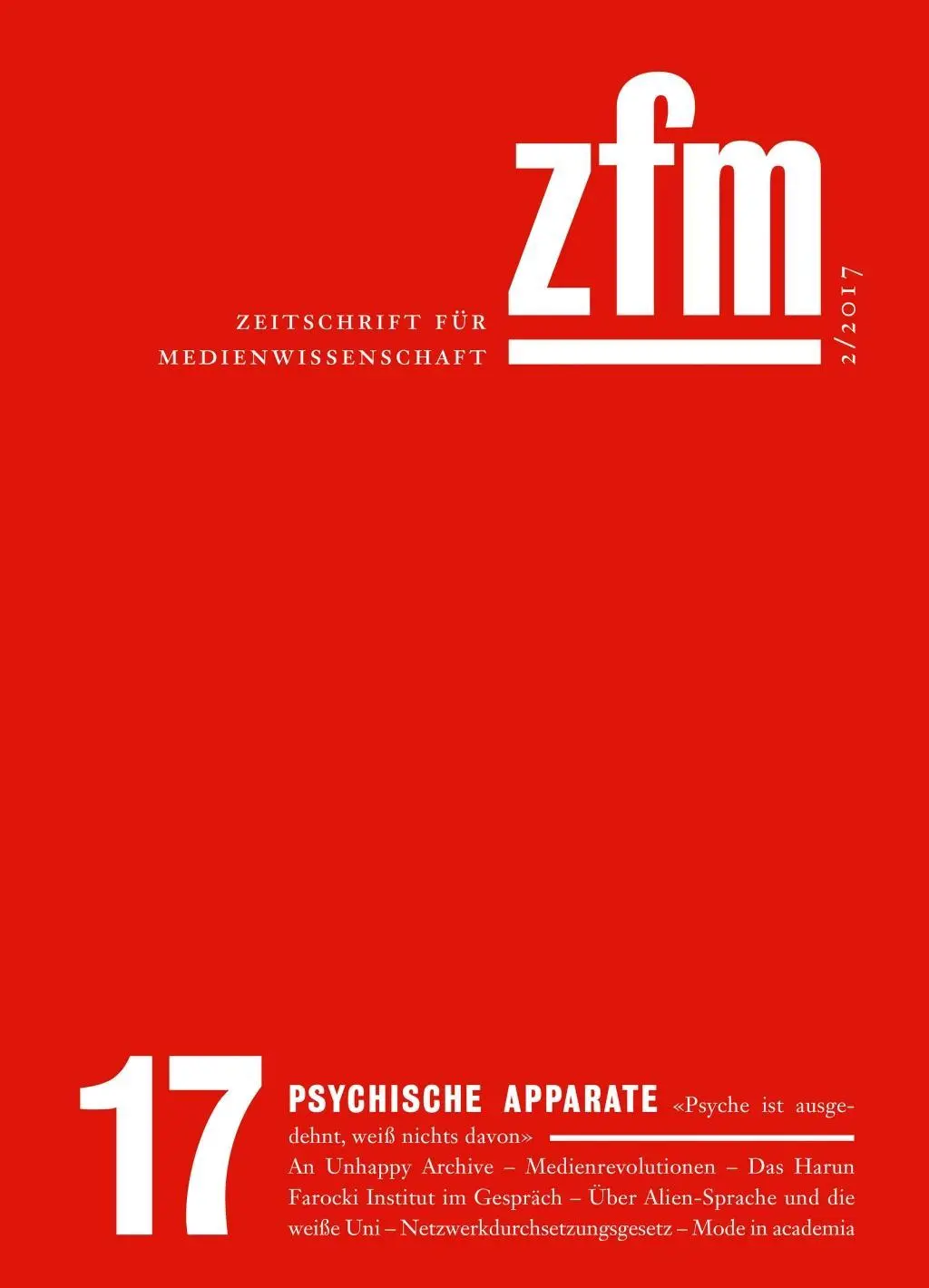 Cover: 9783837640830 | Zeitschrift für Medienwissenschaft 17 | Medienwissenschaft | Buch
