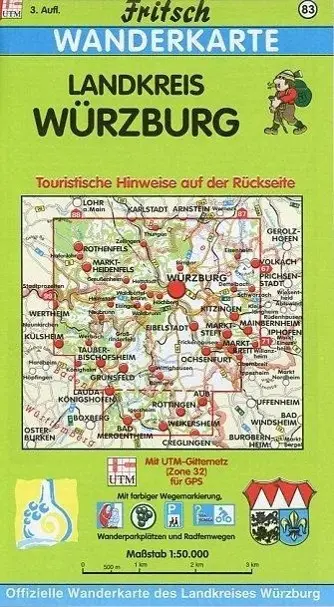 Cover: 9783861160830 | Landkreis Würzburg 1 : 50 000. Fritsch Wanderkarte | (Land-)Karte
