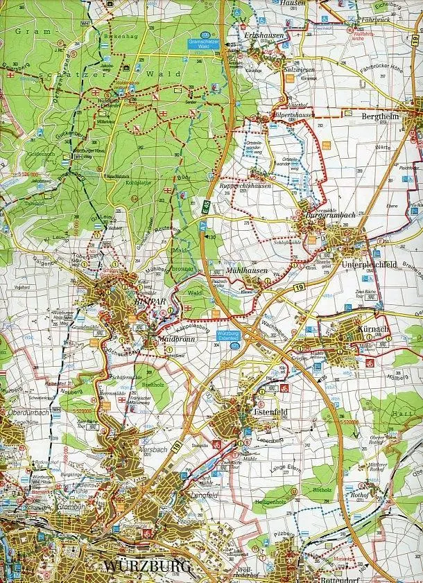 Bild: 9783861160830 | Landkreis Würzburg 1 : 50 000. Fritsch Wanderkarte | (Land-)Karte