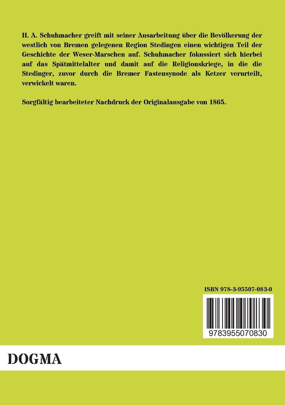 Rückseite: 9783955070830 | Die Stedinger | Beitrag zur Geschichte der Weser-Marschen | Buch