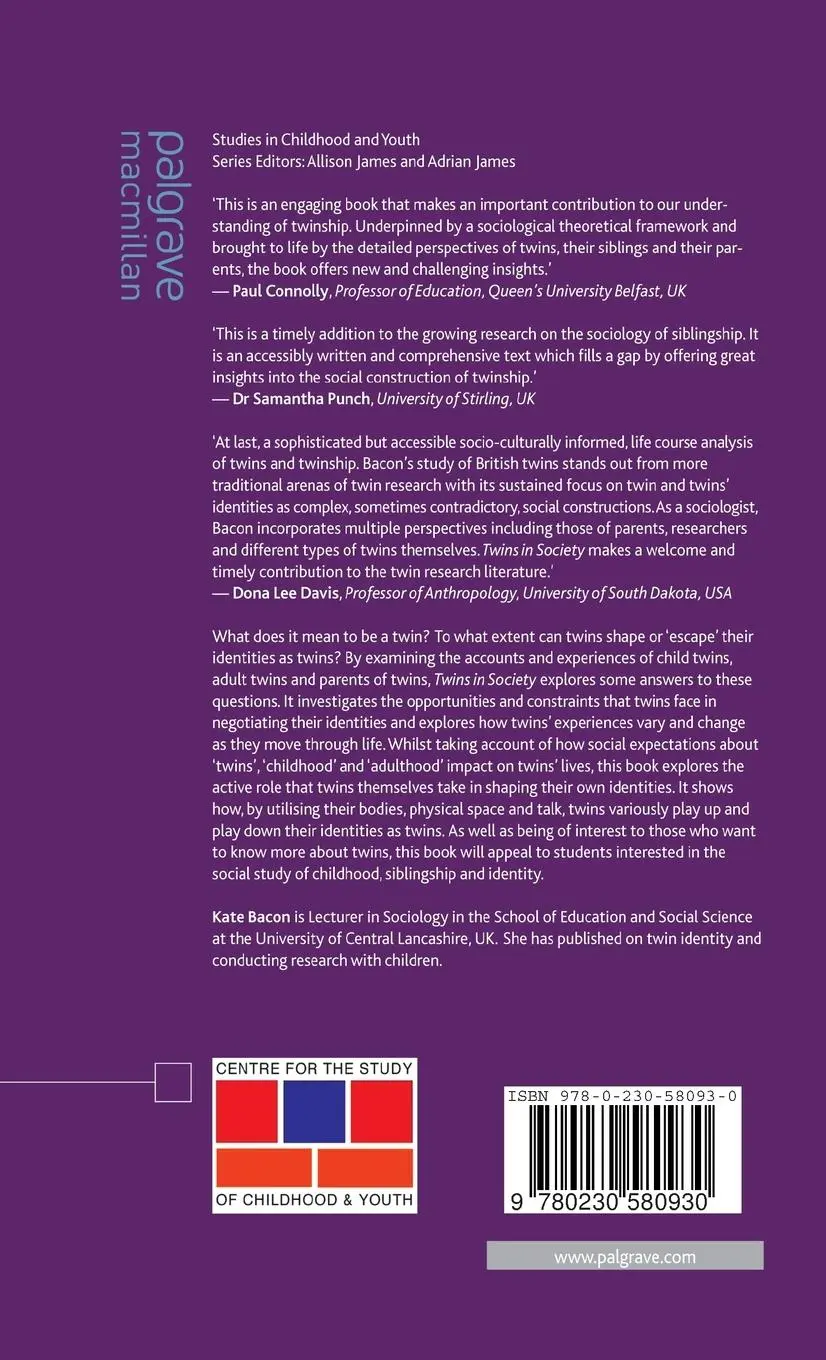 Rückseite: 9780230580930 | Twins in Society | Parents, Bodies, Space and Talk | K. Bacon | Buch