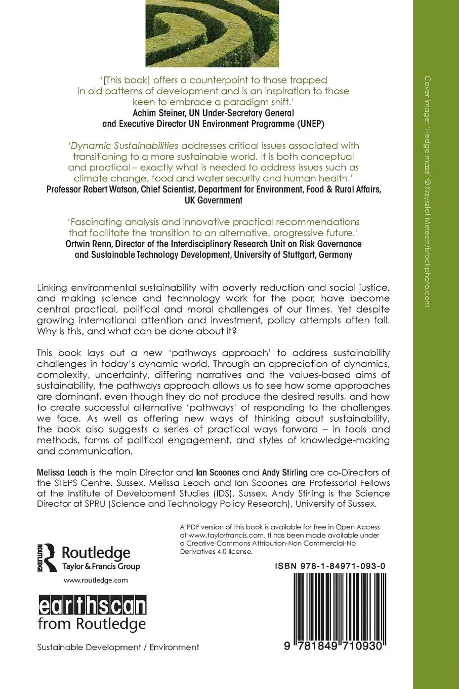 Rückseite: 9781849710930 | Dynamic Sustainabilities | Technology, Environment, Social Justice