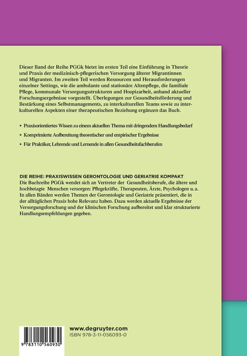 Rückseite: 9783110560930 | Migration und Alter | Monika Habermann (u. a.) | Taschenbuch | XIV