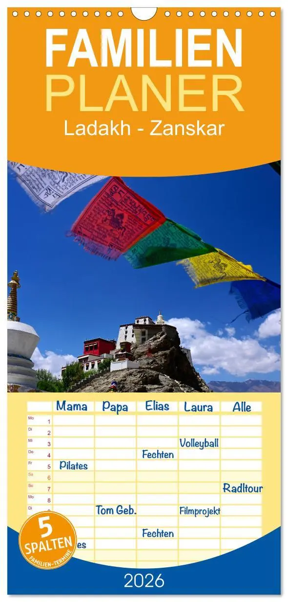 Cover: 9783516490930 | Familienplaner 2026 - Ladakh - Zanskar mit 5 Spalten (Wandkalender,...