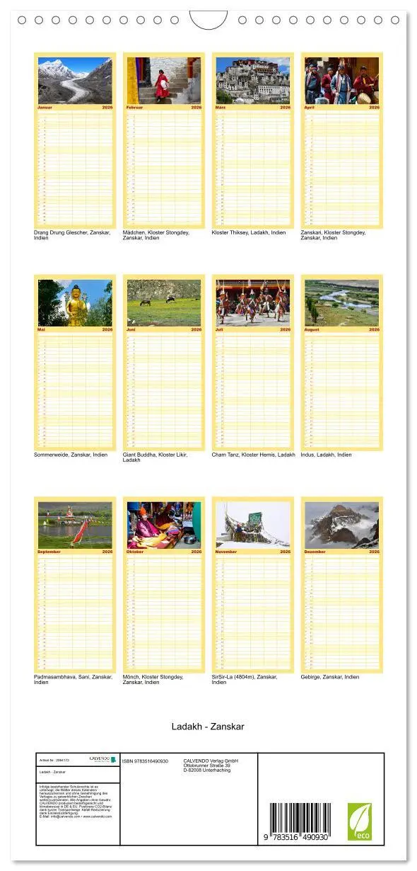 Bild: 9783516490930 | Familienplaner 2026 - Ladakh - Zanskar mit 5 Spalten (Wandkalender,...