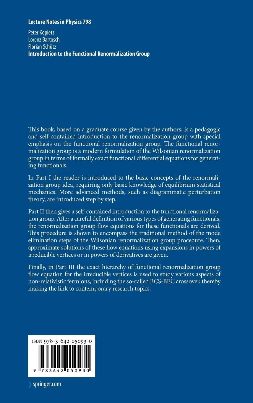Rückseite: 9783642050930 | Introduction to the Functional Renormalization Group | Kopietz (u. a.)