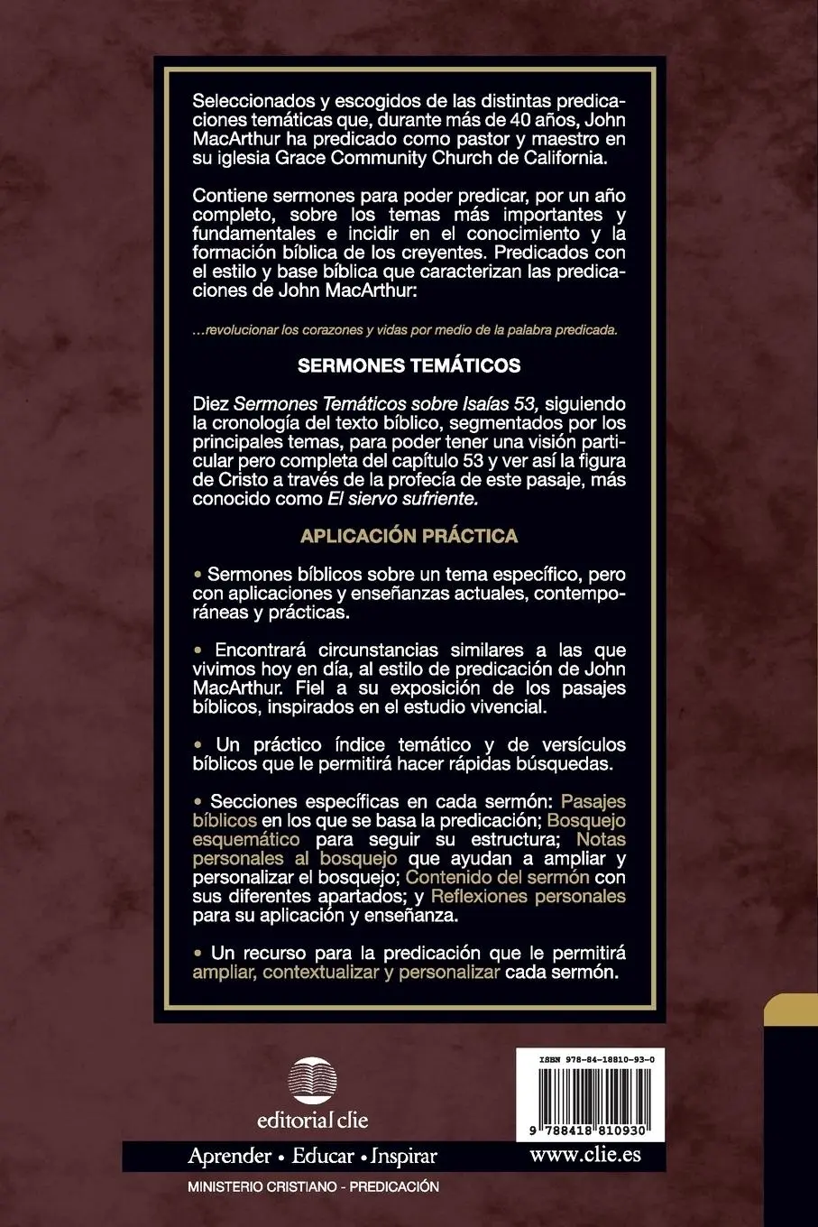 Rückseite: 9788418810930 | El Sermones tem¿¿ticos sobre Isa¿¿as 53 | El siervo sufriente | Buch