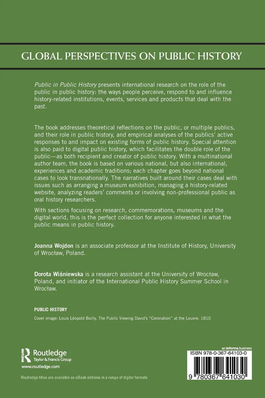 Rückseite: 9780367641030 | Public in Public History | Joanna Wojdon (u. a.) | Taschenbuch | 2021