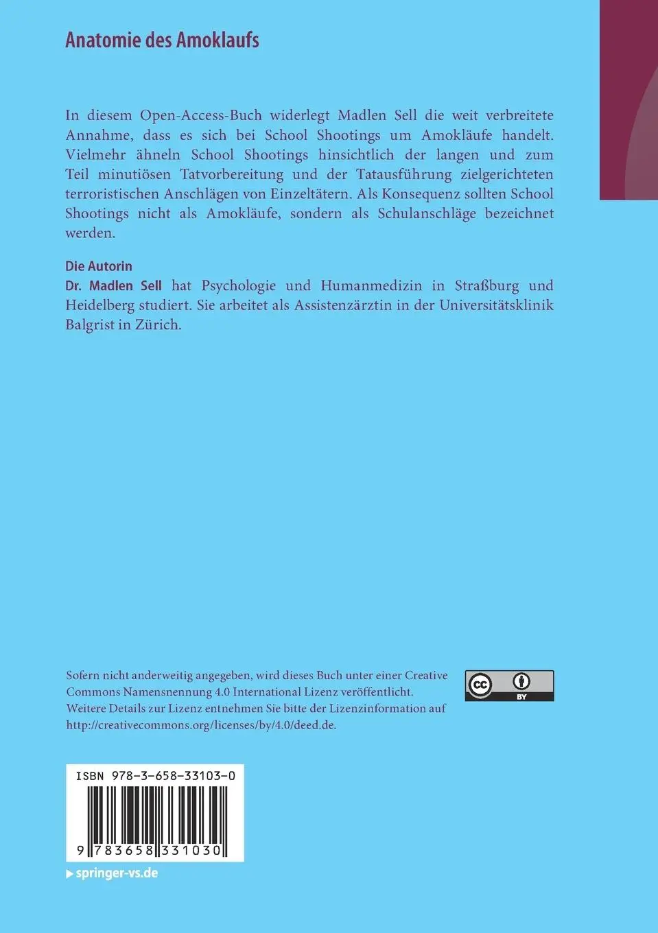 Rückseite: 9783658331030 | Anatomie des Amoklaufs | Malaiischer Mengamok und School Shooting | x