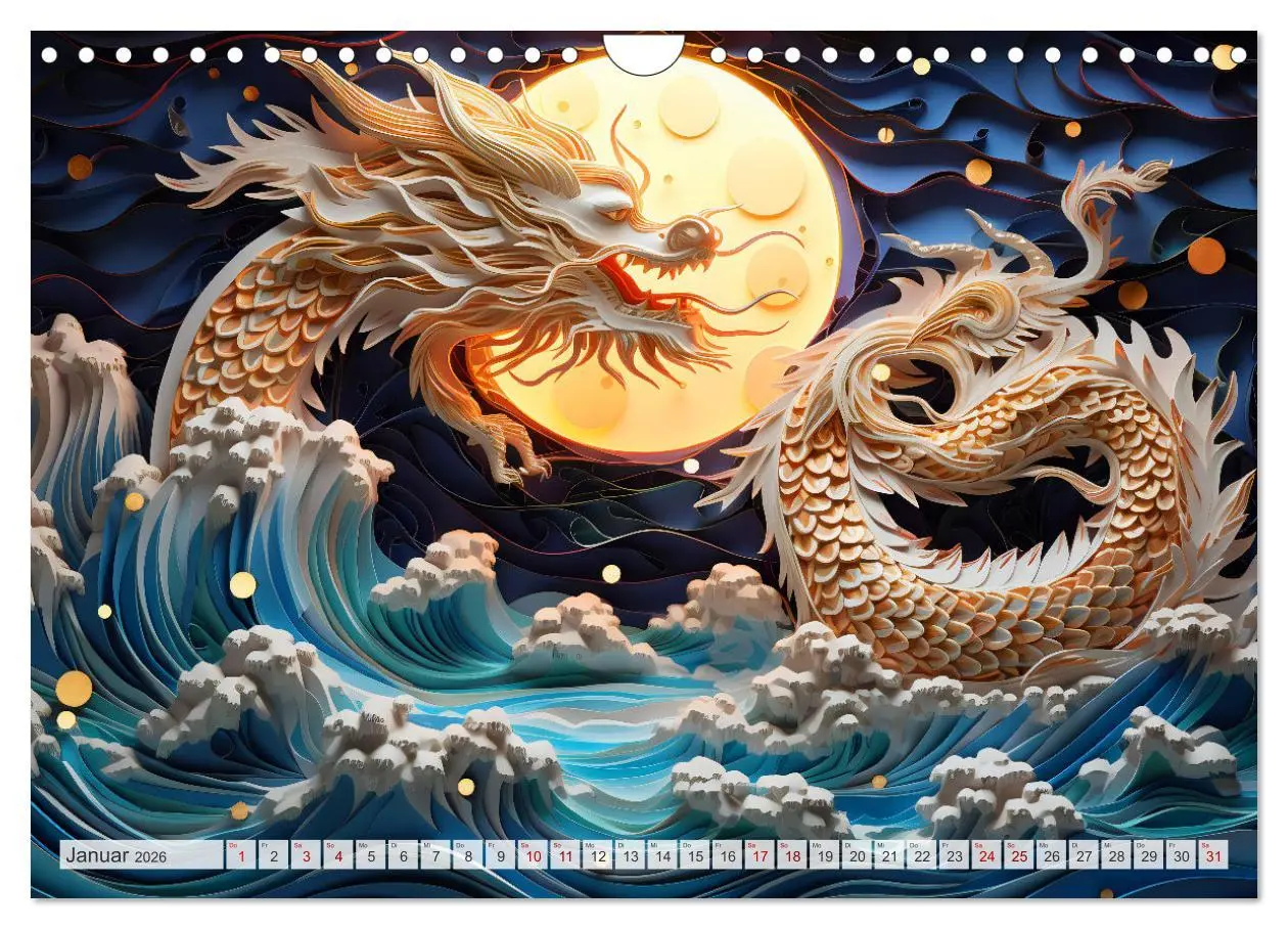 Bild: 9783457351130 | Quilling-Drachen - Jahr des Drachen (Wandkalender 2026 DIN A4...