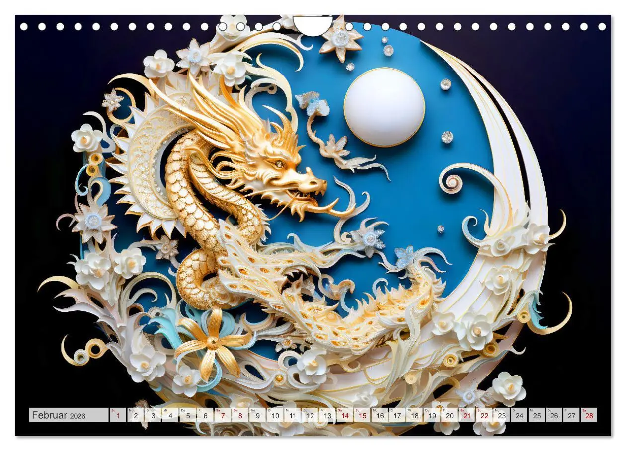 Bild: 9783457351130 | Quilling-Drachen - Jahr des Drachen (Wandkalender 2026 DIN A4...