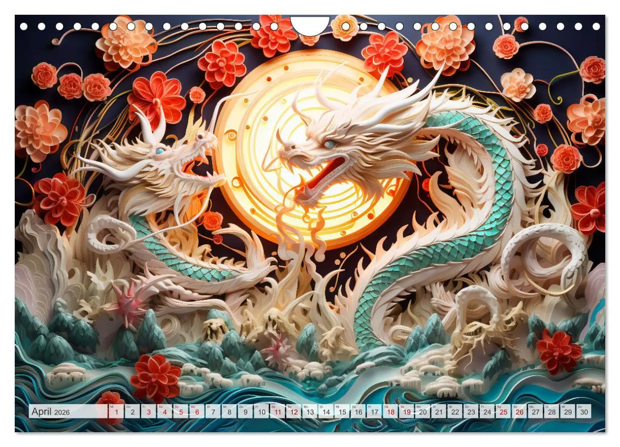 Bild: 9783457351130 | Quilling-Drachen - Jahr des Drachen (Wandkalender 2026 DIN A4...
