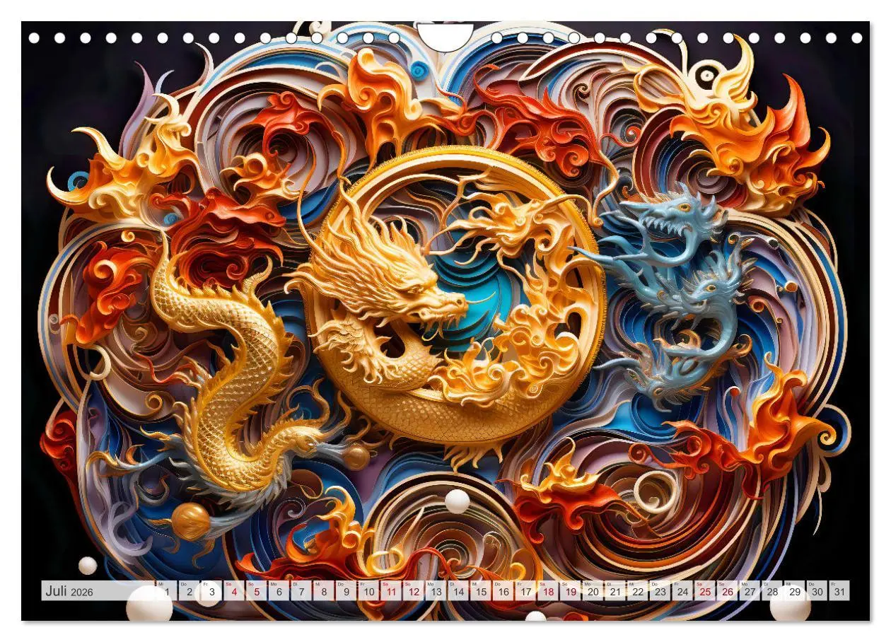 Bild: 9783457351130 | Quilling-Drachen - Jahr des Drachen (Wandkalender 2026 DIN A4...