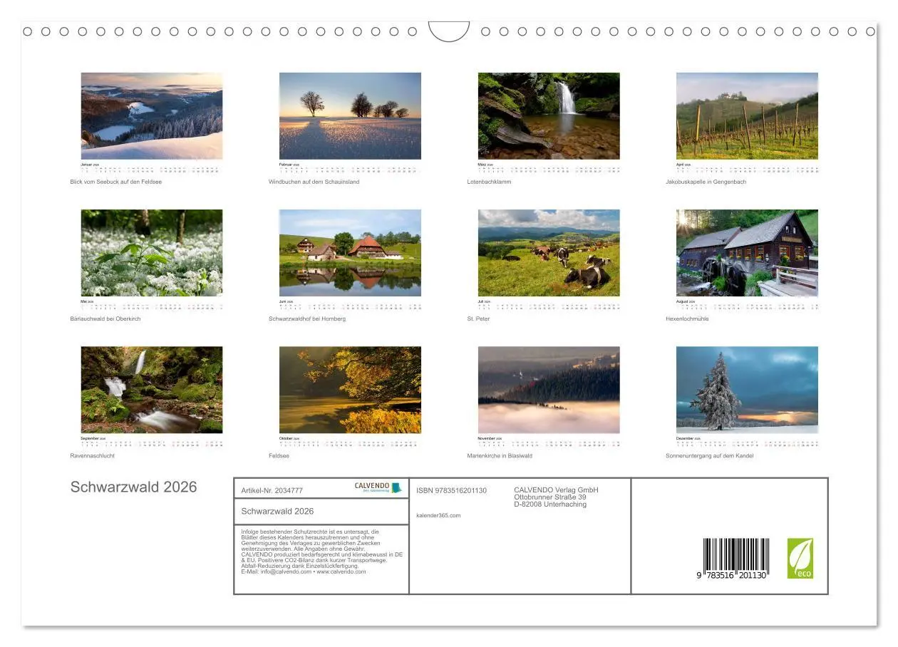 Bild: 9783516201130 | Schwarzwald 2026 (Wandkalender 2026 DIN A3 quer), CALVENDO...