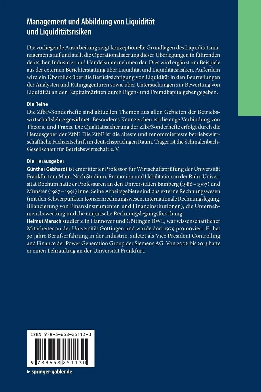 Rückseite: 9783658251130 | Management und Abbildung von Liquidität und Liquiditätsrisiken | Buch