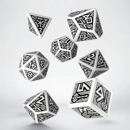 Cover: 5907699491230 | Dwarven White &amp; black Dice Set (7) | Dwarven-Dice | QWODWA02