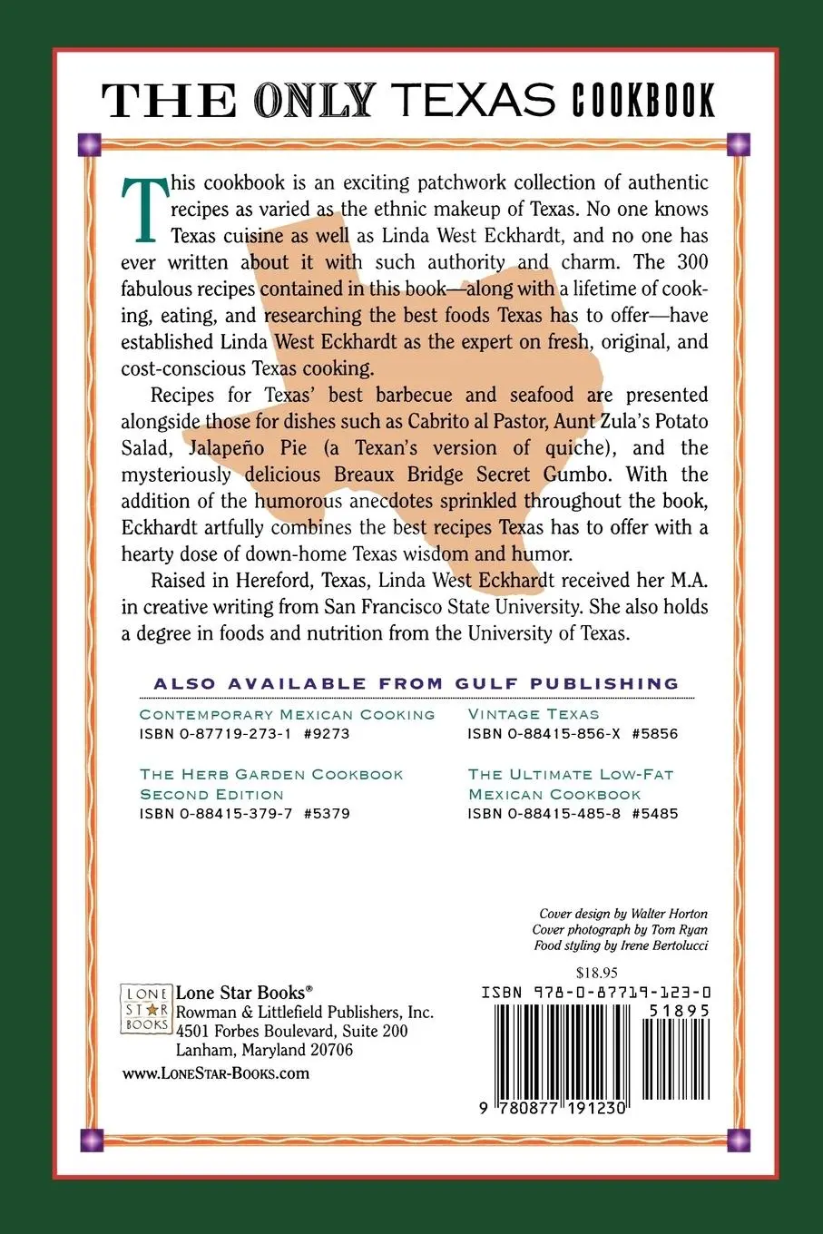 Rückseite: 9780877191230 | The Only Texas Cookbook | Linda West Eckhardt | Taschenbuch | Englisch