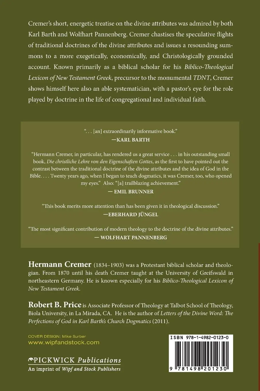 Rückseite: 9781498201230 | The Christian Doctrine of the Divine Attributes | Hermann Cremer