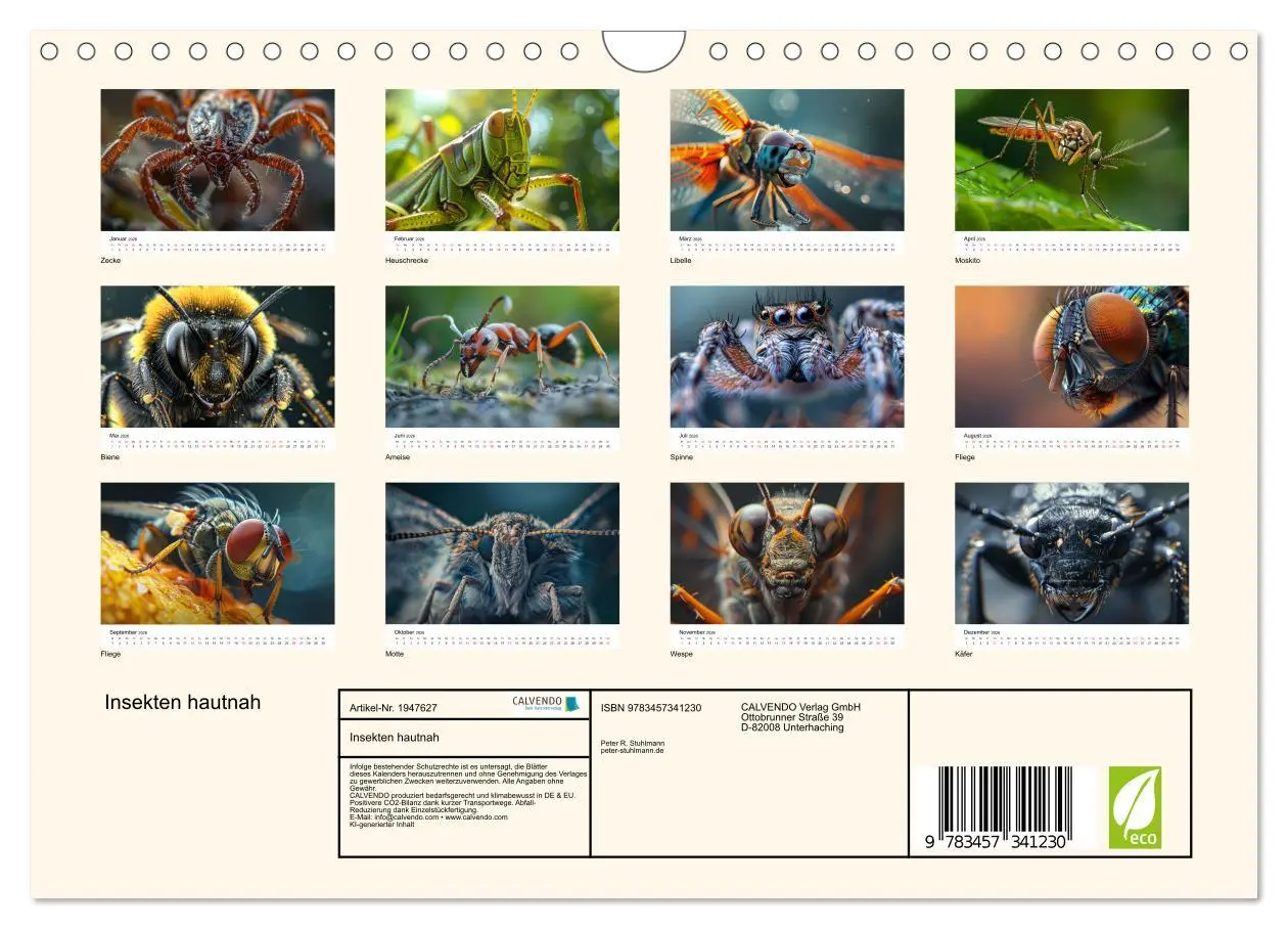Bild: 9783457341230 | Insekten hautnah (Wandkalender 2026 DIN A4 quer), CALVENDO...