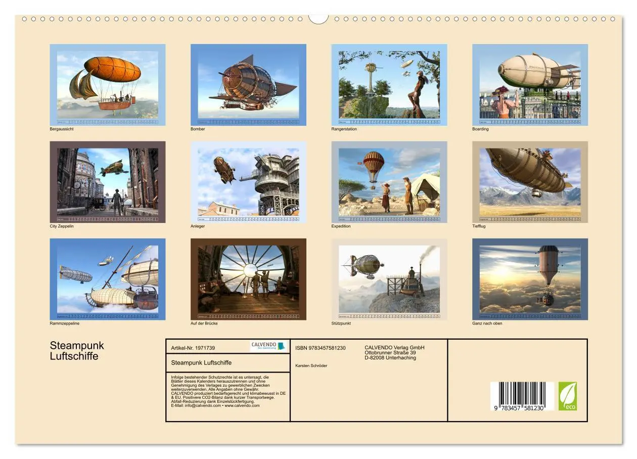 Bild: 9783457581230 | Steampunk Luftschiffe (hochwertiger Premium Wandkalender 2026 DIN...