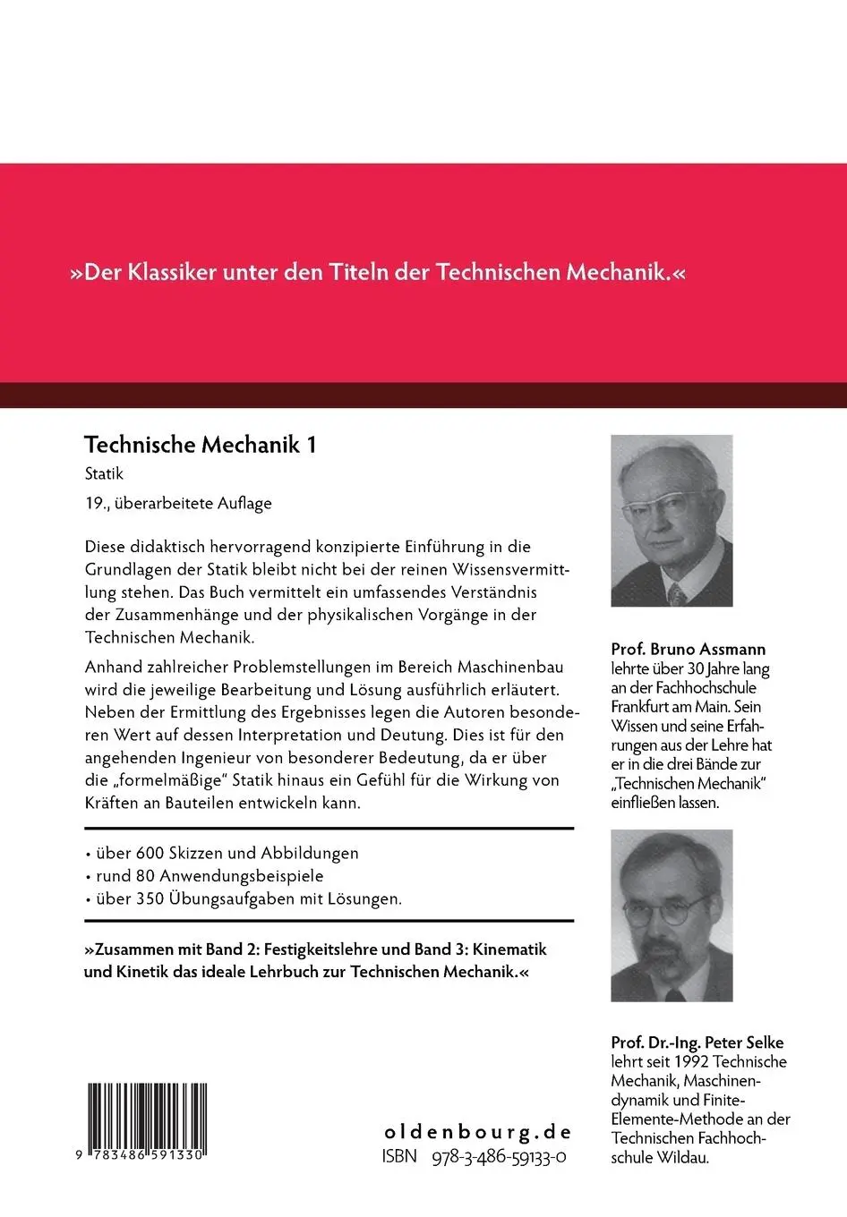 Rückseite: 9783486591330 | Technische Mechanik 1 | Band 1: Statik | Peter Selke (u. a.) | Buch