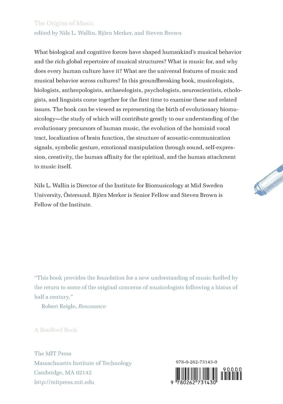 Rückseite: 9780262731430 | The Origins of Music | Nils L. Wallin (u. a.) | Taschenbuch | Englisch