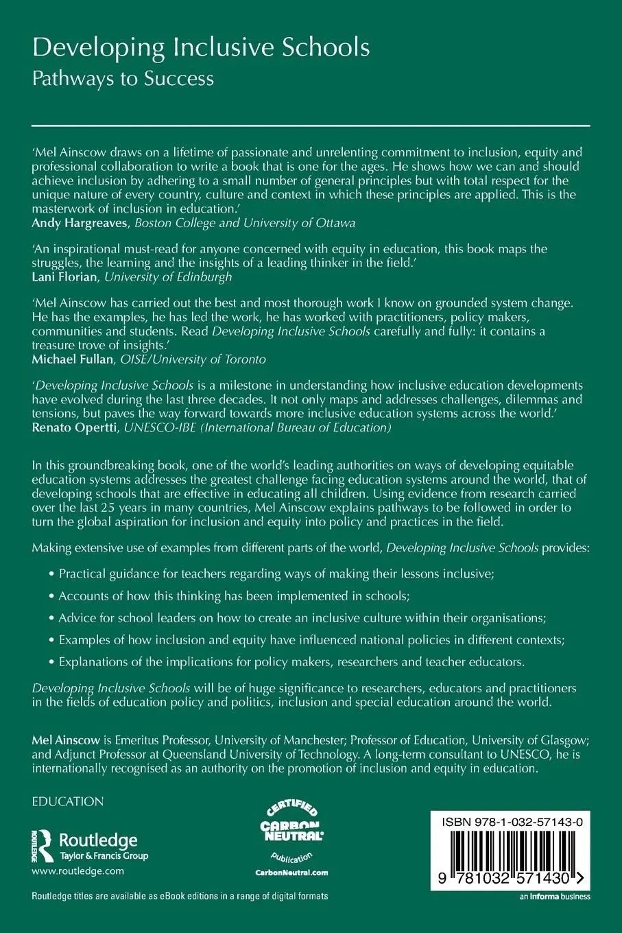 Rückseite: 9781032571430 | Developing Inclusive Schools | Pathways to Success | Mel Ainscow