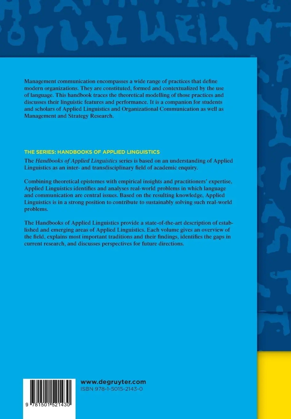 Rückseite: 9781501521430 | Handbook of Management Communication | Peter Stücheli-Herlach (u. a.)