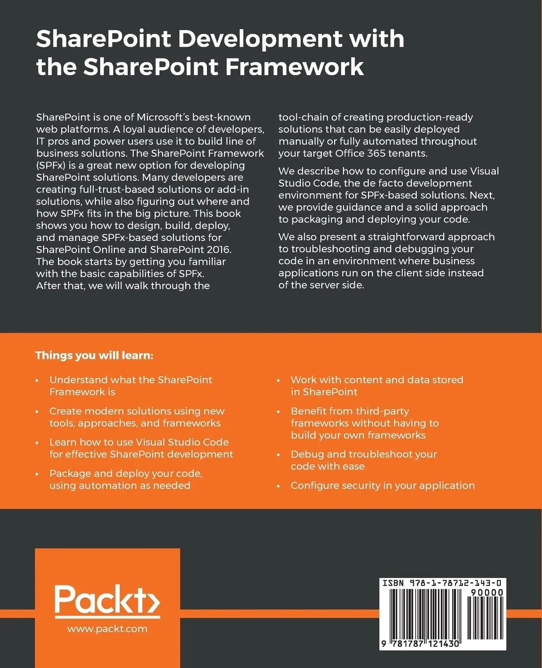Rückseite: 9781787121430 | SharePoint Development with the SharePoint Framework | Roine (u. a.)