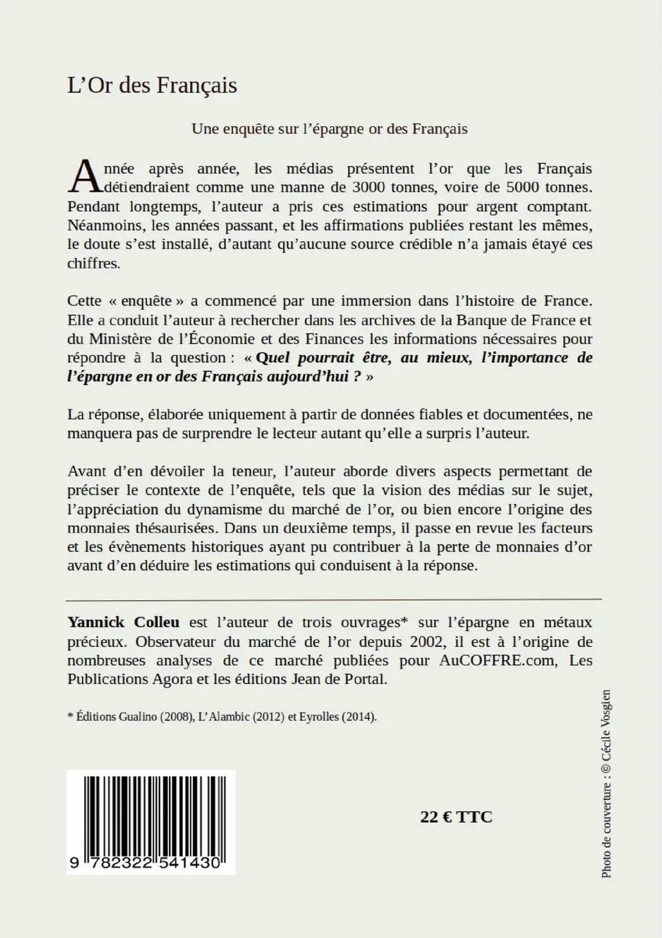 Rückseite: 9782322541430 | L'Or des Français | Une enquête sur l'épargne or des Français | Colleu