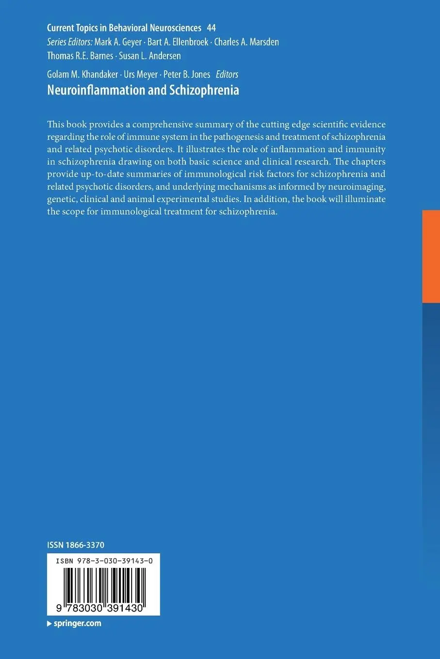 Rückseite: 9783030391430 | Neuroinflammation and Schizophrenia | Golam M. Khandaker (u. a.) | x