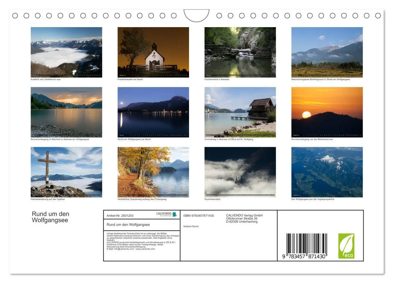 Bild: 9783457871430 | Rund um den Wolfgangsee (Wandkalender 2026 DIN A4 quer), CALVENDO...