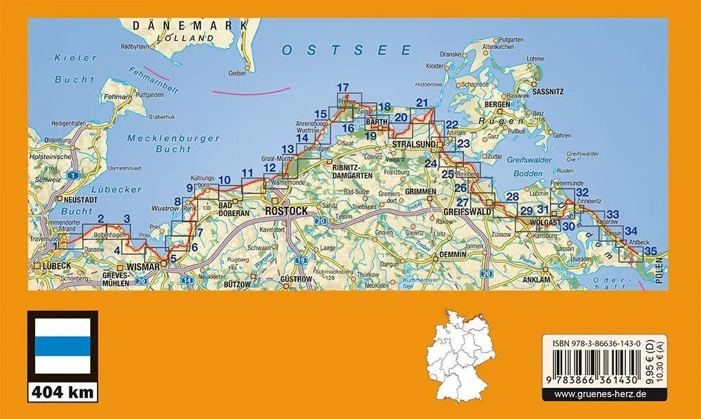 Rückseite: 9783866361430 | E9 Ostseeküstenwanderweg 1: 50 000 | Taschenbuch | Spiralbindung