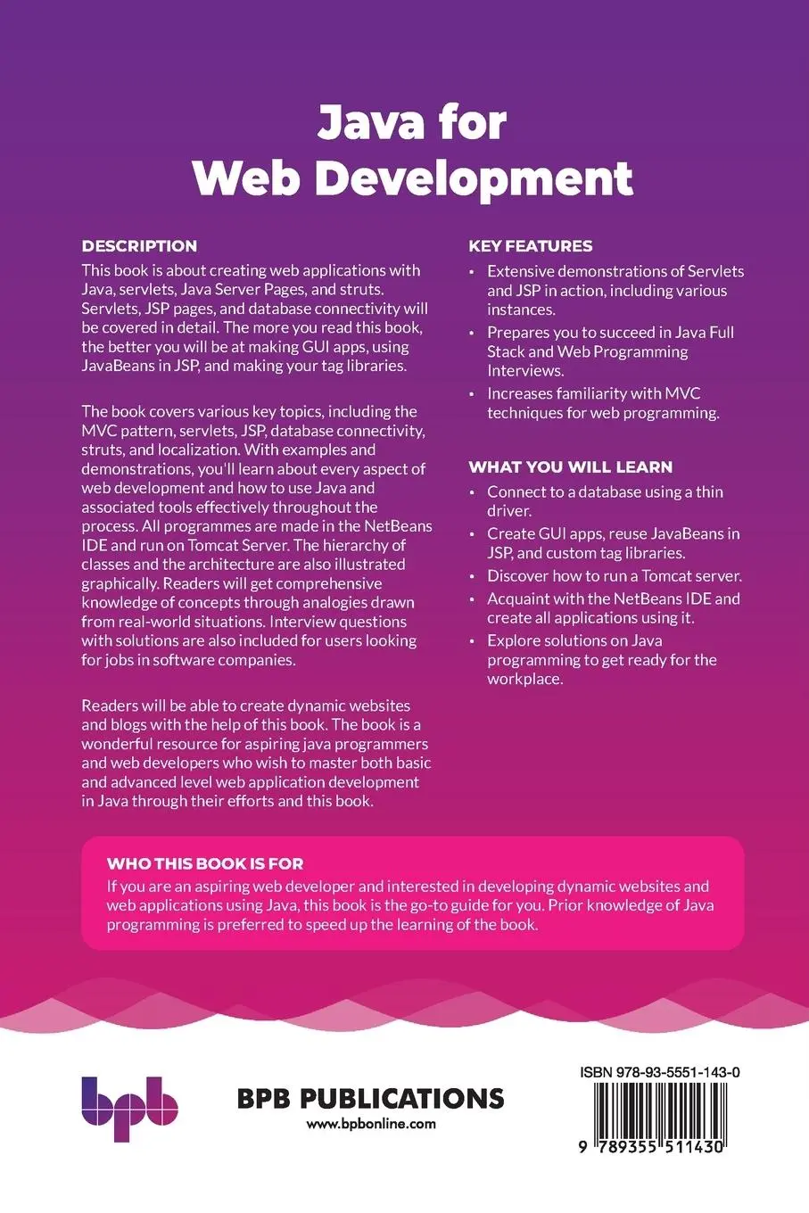 Rückseite: 9789355511430 | Java for Web Development | Sarika Agarwal (u. a.) | Taschenbuch | 2022