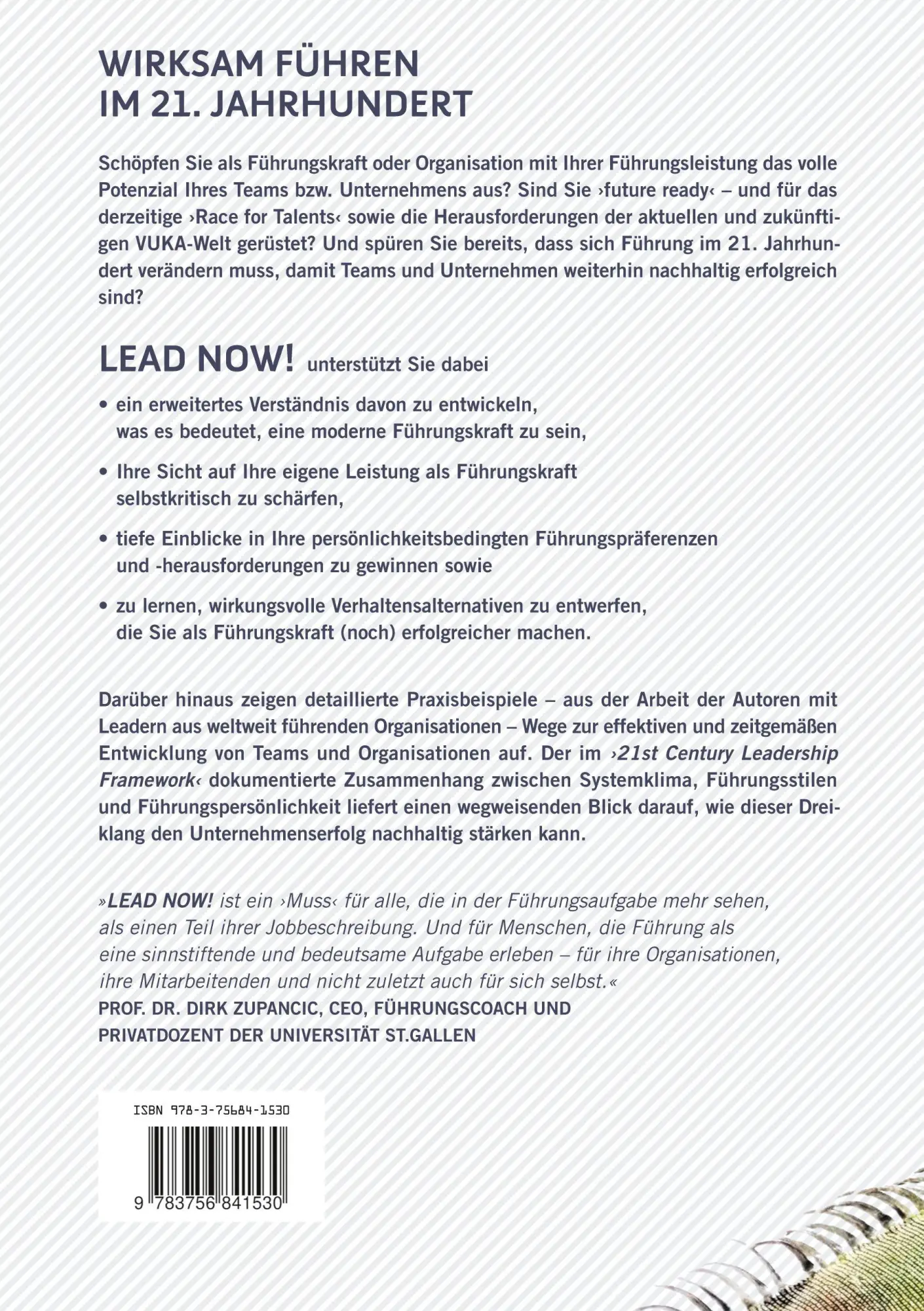 Rückseite: 9783756841530 | Lead now! | Wirksam führen im 21. Jahrhundert | Tanzer (u. a.) | Buch