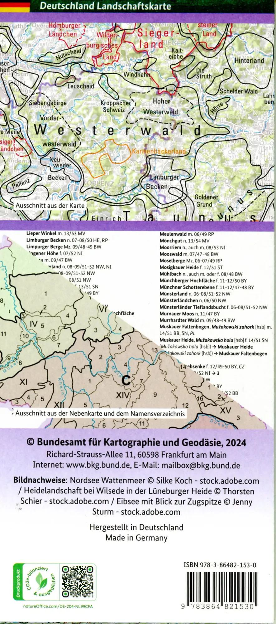 Bild: 9783864821530 | Deutschland Landschaftskarte | Namen und Abgrenzungen 1:1 000 000