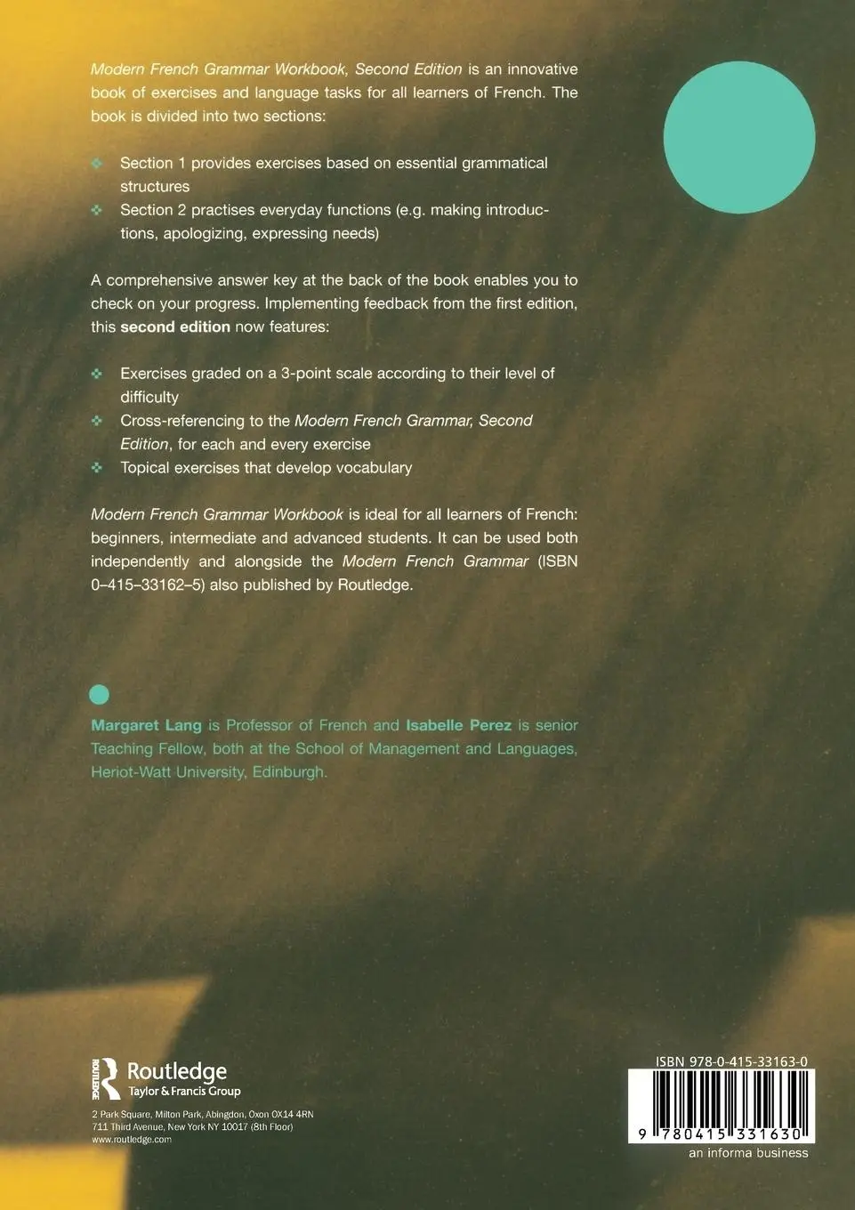 Rückseite: 9780415331630 | Modern French Grammar Workbook | Margaret Lang (u. a.) | Taschenbuch