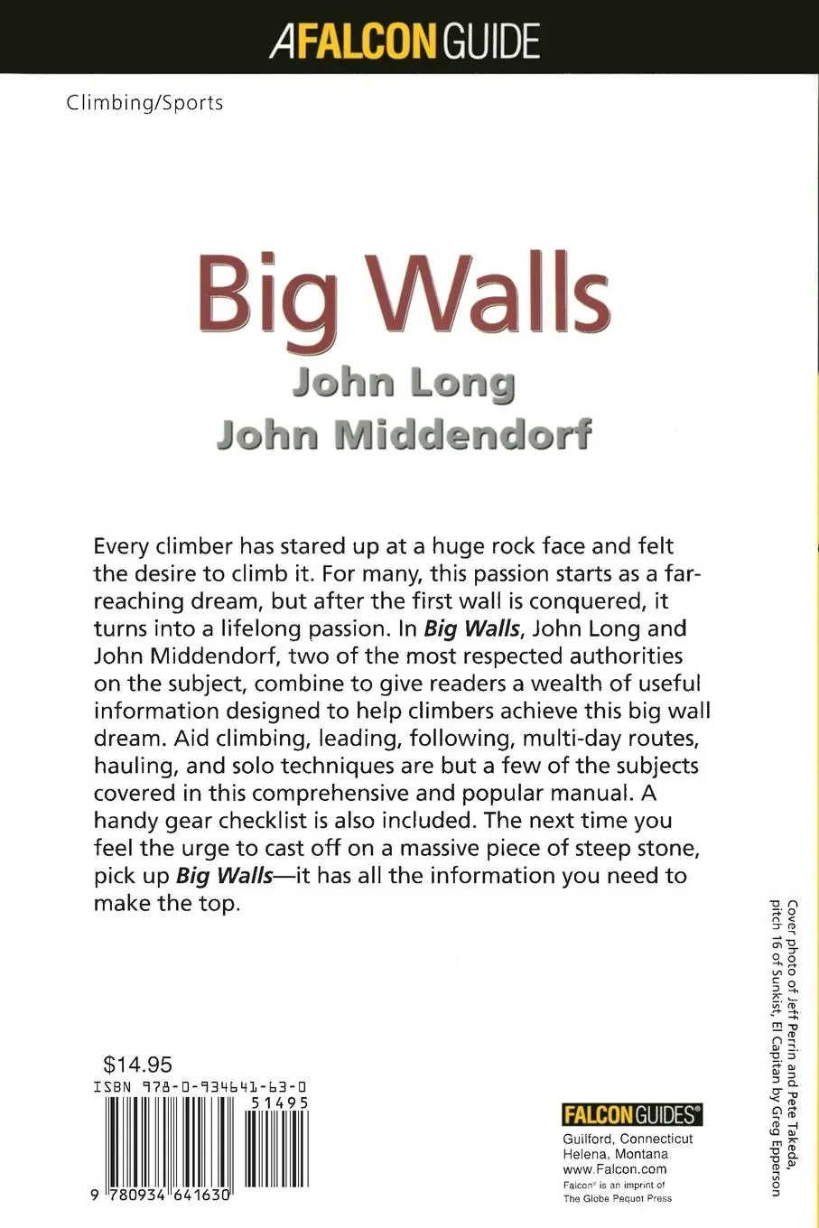 Rückseite: 9780934641630 | How to Climb(TM) | Big Walls | John Long (u. a.) | Taschenbuch | 2013