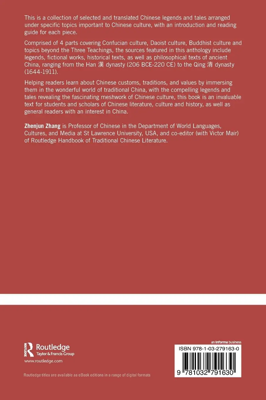 Rückseite: 9781032791630 | Chinese Culture Through Legends and Fiction | A Guided Reader | Zhang