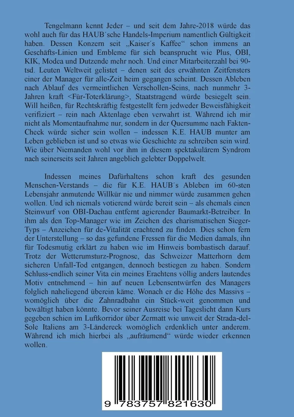 Rückseite: 9783757821630 | Die Matterhorn Saga | The Story of HAUB-Tengelmann | Bluemel | Buch