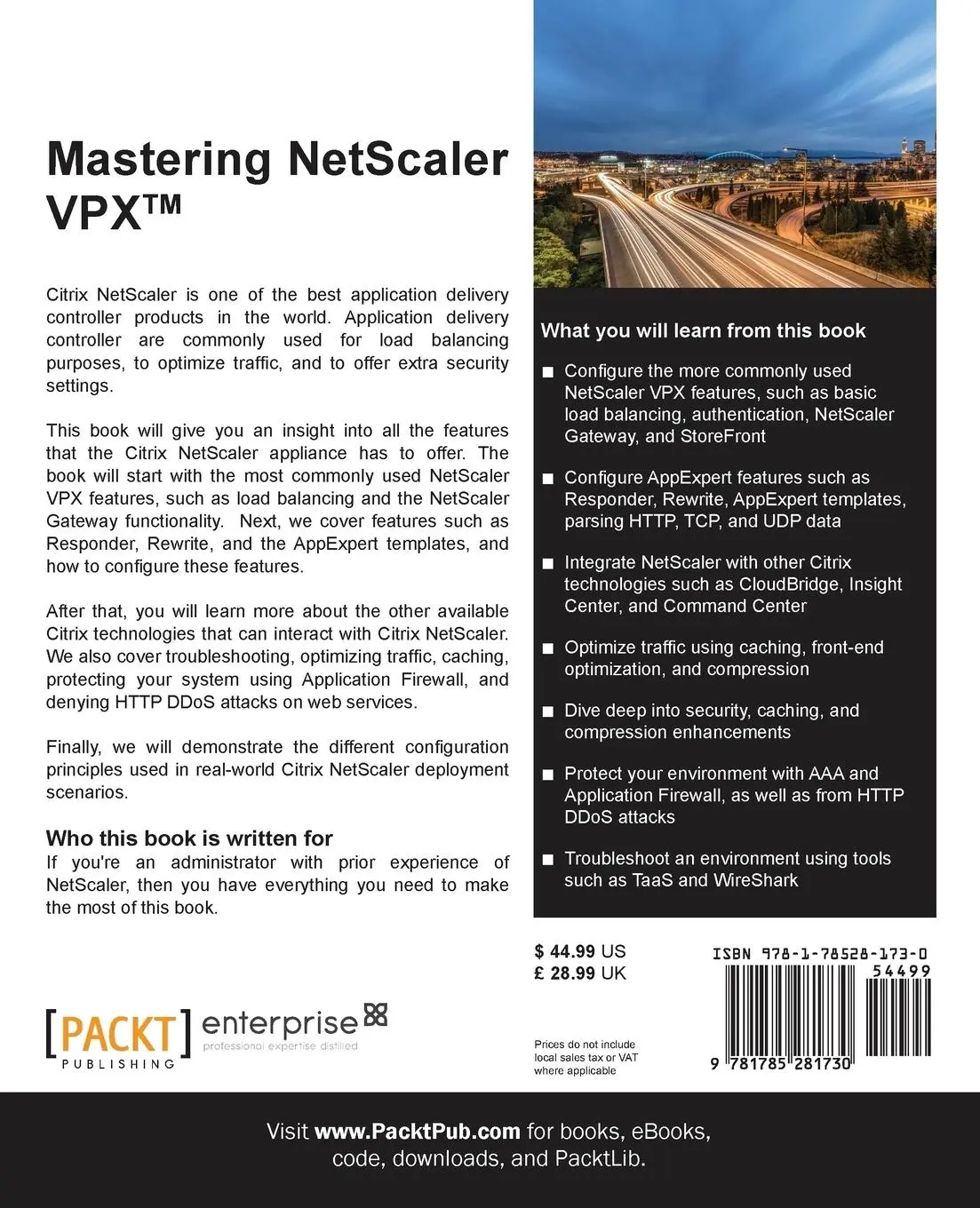 Rückseite: 9781785281730 | Mastering NetScaler VPX(TM) | Rick Roetenberg (u. a.) | Taschenbuch